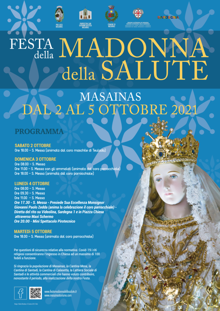 Manifesto con Programma della Festa della Madonna della Salute 2021 a Masainas